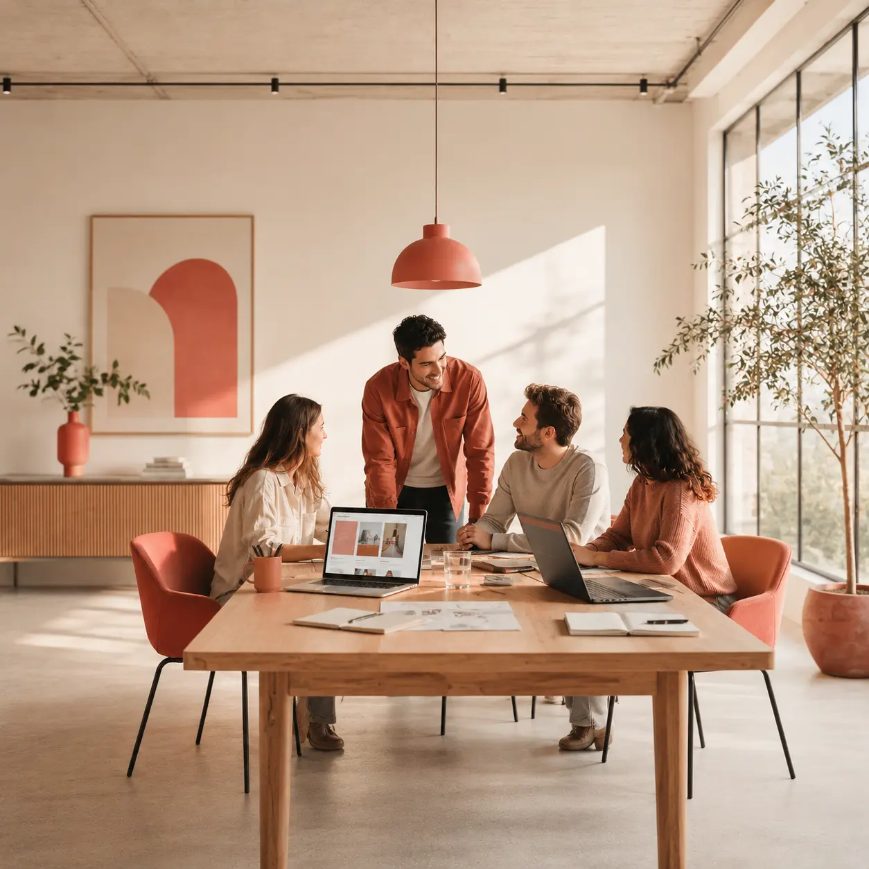 Team meeting around a table